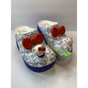 Hello Kitty Crocs Siren 50th Anniversary W6 Blue White High Heel W/ Charms